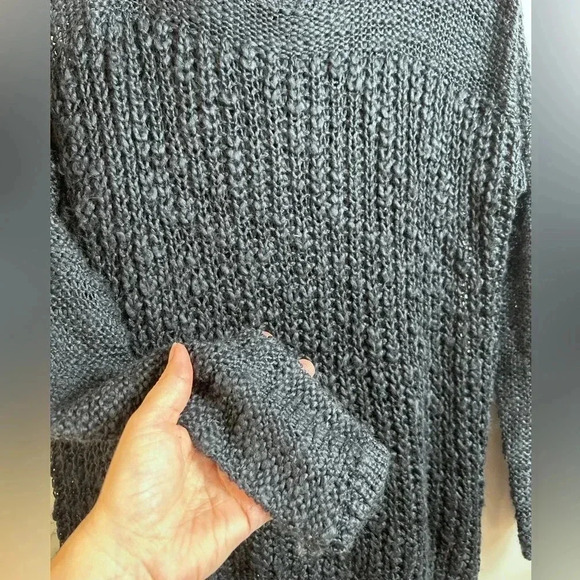 Only oversized chunky knit sweater, M navy, sheer sleeves Preppy Coastal Classic - Picture 5 of 6